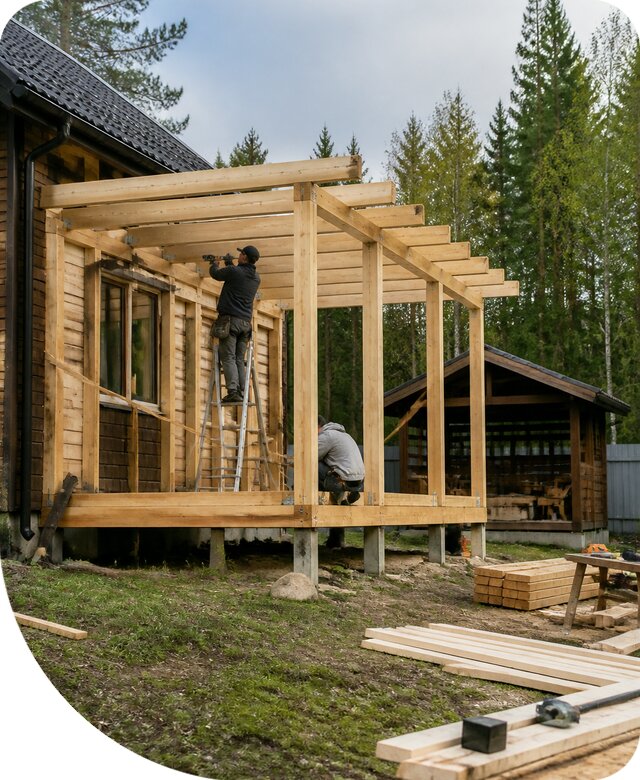 Строительство пристроек и построек на участке в Октябрьском