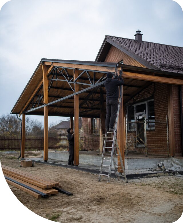 Пристройка навеса к дому и участку в Октябрьском под ключ