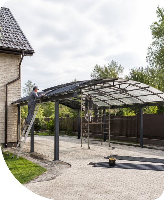 Изготовление и монтаж навеса для автомобиля под ключ в Октябрьском